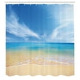 thumbnail image 2 of Ambesonne Ocean Scene Shower Curtain, Beach Sands Cloud Print, 69"Wx70"L, Deep Sky Blue and Beige, 2 of 4