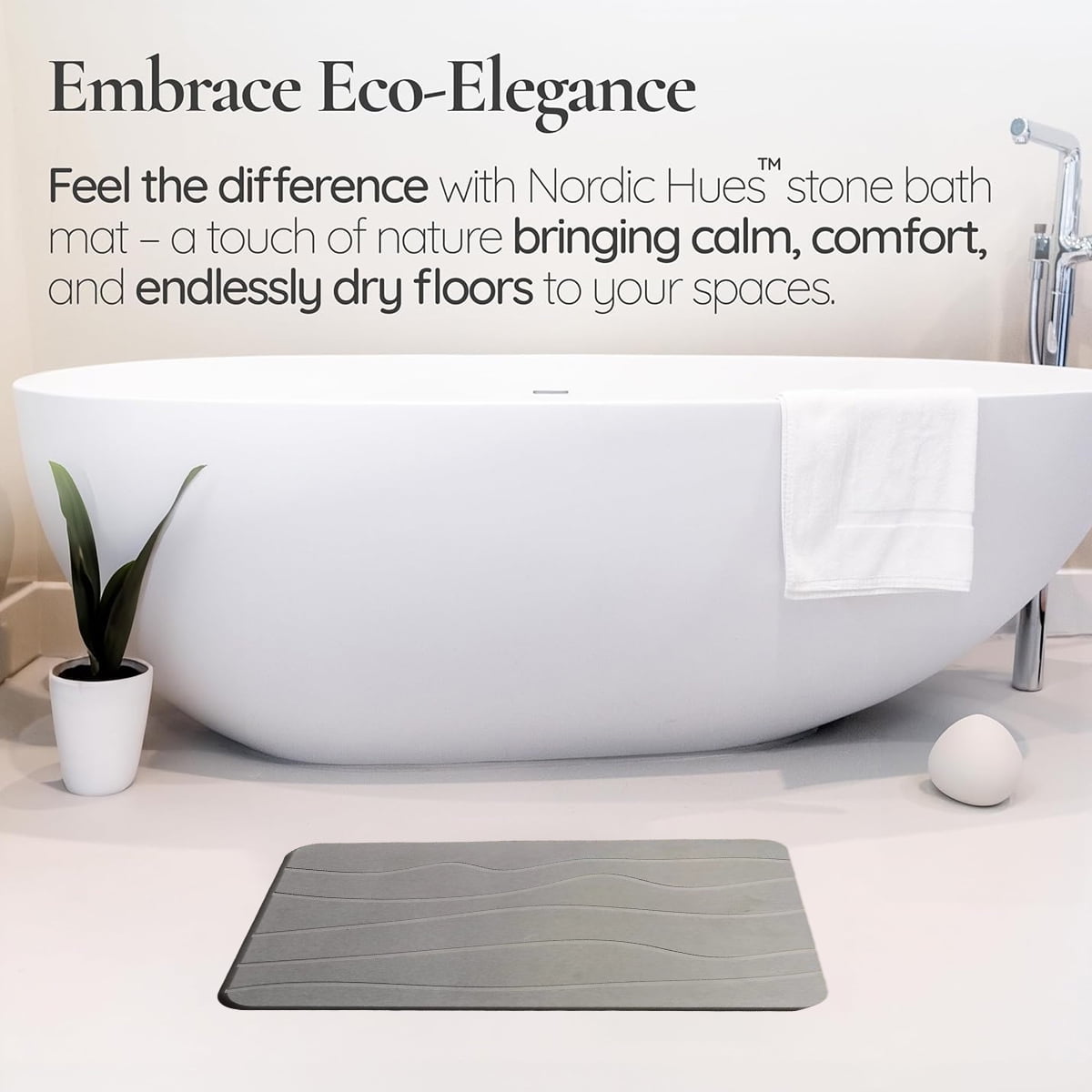 Stone Bath Mat - Diatomaceous Earth Bath Mat - Light grey