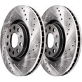 thumbnail image 2 of Front Brake Rotors for Audi A4 A6 Allroad Quattro S4 Seat Exeo, Drilled & Slotted Brake Rotors Brakes Replacement: 12.60" inch Rotors, 2 of 5