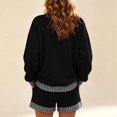 thumbnail image 4 of Women's 2 Piece Outfits Sweatshirt and Shorts Sets Long Sleeve Crew Neck Lounge Matching Sets with Pockets Plaid Trim Casual Pajama Set Black, 4 of 5
