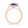 thumbnail image 2 of ANGARA Natural Round 3.2 ct Amethyst Cathedral Ring with Diamond Halo in 14K Rose Gold for Women (Size-10mm) | February Birthstone, Anniversary, Jewelry Gift for Women | Natural Amethyst Ring, 2 of 8
