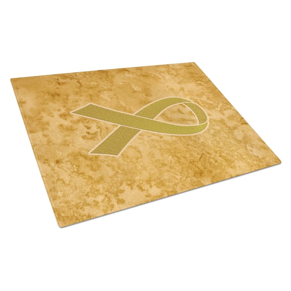 Caroline's Treasures Gold Ribbon for Childhood Cancers Awareness Glass Cutting Board Large Size