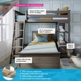thumbnail image 2 of Max & Lily Solid Wood L-Shaped Twin over Twin Bunk Bed with Bookcase for Kids, Clay, 2 of 14