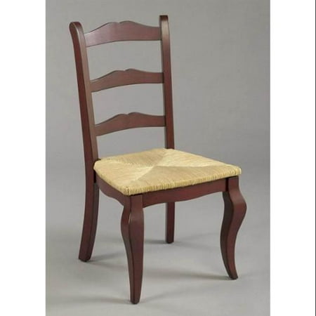 Rush Seat Rush Top - Classic Ladder-Back Dining Chair w Red Finish & Woven Rush Seat