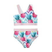 Canrulo Baby Girl Swimsuit Pineapple Vest Summer Briefs 2pcs Swimwear Pink 1-2 Years