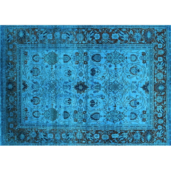 Ahgly Company Indoor Rectangle Oriental Light Blue Industrial Area Rugs, 2' x 4'
