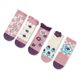 thumbnail image 2 of 5 pares de calcetines para bebés y niñas con estampado de flores y ribete de volantes, calcetines infantiles de algodón suave para otoño, color morado S (1 a 3 años), 2 of 5