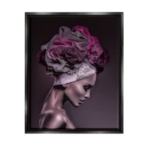Woman Floral Headwrap Portrait Botanical & Floral Photograph Jet Black Framed Art Print Wall Art