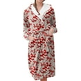 thumbnail image 1 of Women's Fleece Plush Robe Long Warm Plush Bathrobe Loungewear Jacket Printed Comfort Robe, 1 of 5