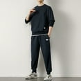 thumbnail image 4 of Men's Solid Color Casual Fashion Long-Sleeved Round Neck Top Sweatpants Set, 4 of 4