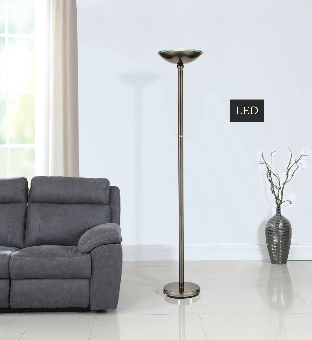 Artiva USA Saturn 71" Brushed Black Steel LED Floor Lamp w ...