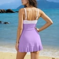 thumbnail image 6 of Womens Tankini Swimsuit One Piece Modest Swimwear Ruched Striped V-Neck Slimming V-Neck Ruched Swim Suits with Skirts, 6 of 7