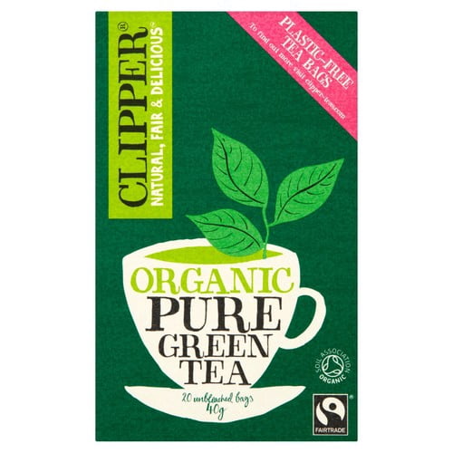 Clipper Organic Fairtrade Green Tea Bags 20's, British Import (Pack of 3)