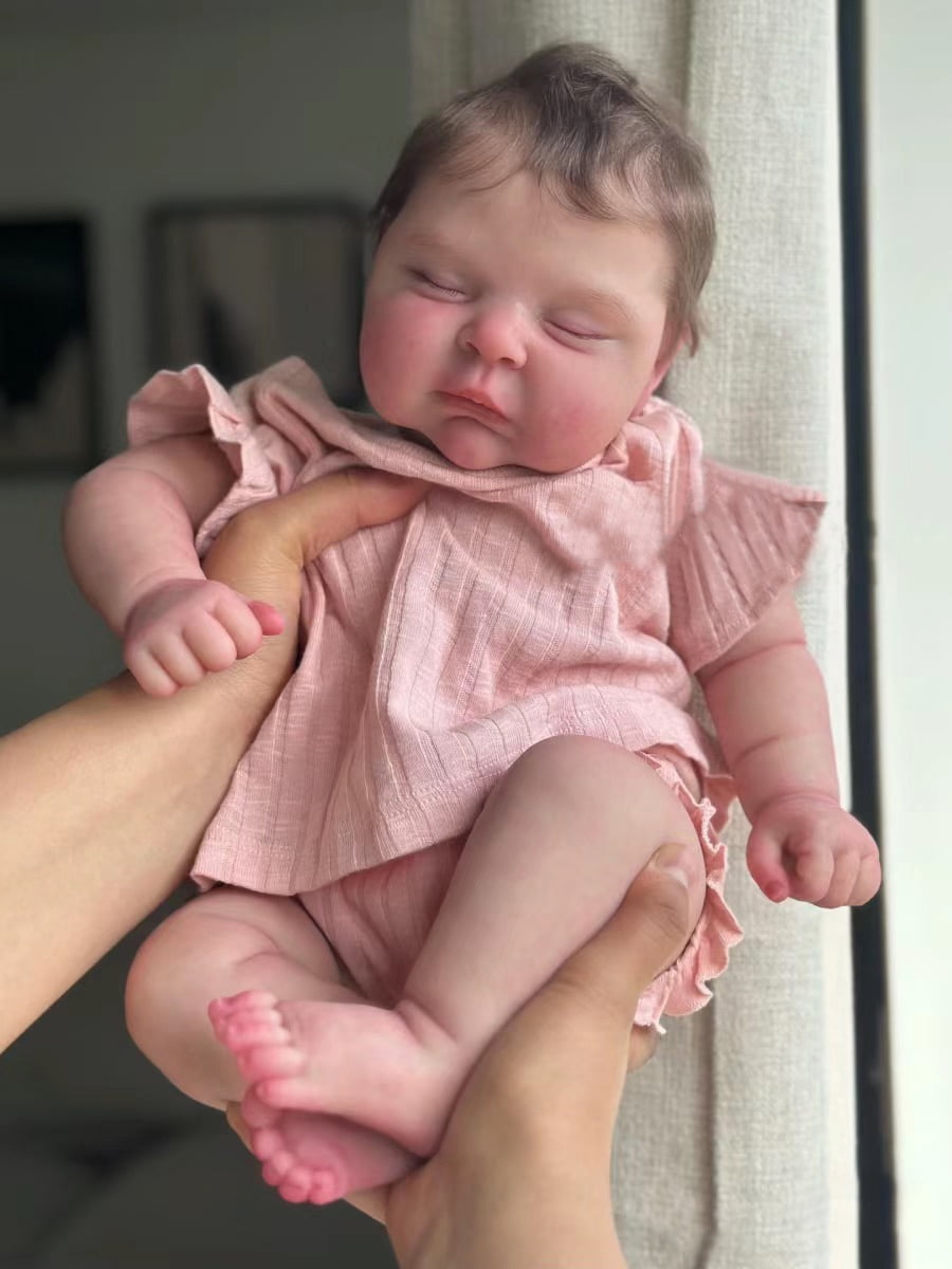 20 inch Lifelike Reborn Baby Dolls Girl Cloth Body Realistic Baby Doll Sleeping Real Life Baby Dolls with Accessories Gift Set for Kids Age 3+