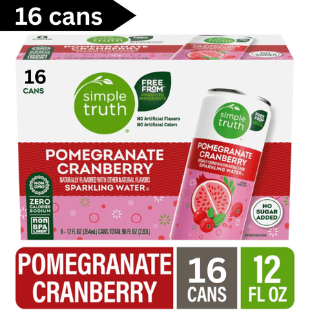 Simple Truth Canned Pomegranate Cranberry Sparkling Seltzer Water 12 fl oz Cans 16 Pack Refreshing Naturally Flavored Beverage Zero Calories Caffeine Free Simple Truth Canned Pomegranate Cranberry Sparkling Seltzer Water 12 fl oz Cans 16 Pack Refreshing Naturally Flavored Beverage Zero Calories Caffeine Free