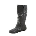 thumbnail image 2 of Zone 80 Women's Faux Leather Zipper Buckle Slouch Casual Flat Heel Mid Calf Round Toe Boots ( Grey, 5 ), 2 of 2