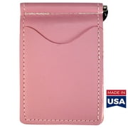 Back Saver Wallet  Pink, Full Grain Leather with Front Pocket Design