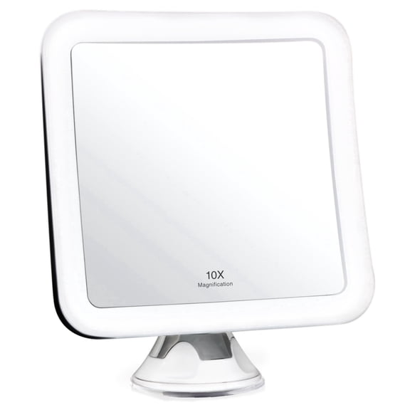 Fancii Mira 10X Magnifying Mirror with Light, Natural Daylight LED, 6.5" Wide, Suction Cup, Square