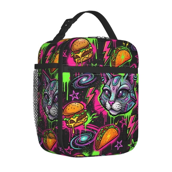 Space Cat Lunch Box Reusable Insulated Lunch Bag Women Men Cooler Tote Bag For Work Picnic Office