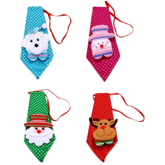 4 Uds. De corbatas navideñas para niños, corbatas decorativas con lentejuelas, adornos colgantes para árbol de Navidad oso de fresa Electrónica