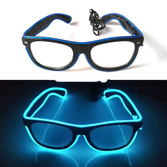 LED Light Up Glasses Battery Powered EL Wire Glowing Eyeglasses for Rave Celebrations Festivals Parties in Green Blue