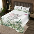 thumbnail image 2 of Cartoon Elephant Twin Quilt Set Woodland Wildlife Coverlet Set, Spring Plant Bedding Set Eucalyptus Leaf Bedspread Set, Jungle Animal Theme Bed Quilt Room Decor, 2 of 5