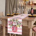 thumbnail image 2 of Table Runners 72 Inches Long Dress Scarves, Valentine's Day Farmhouse Kitchen Table Runner, Coffee Tablerunners, Roses Flowers Pink Stripes Country 16x72 Inch, 2 of 9