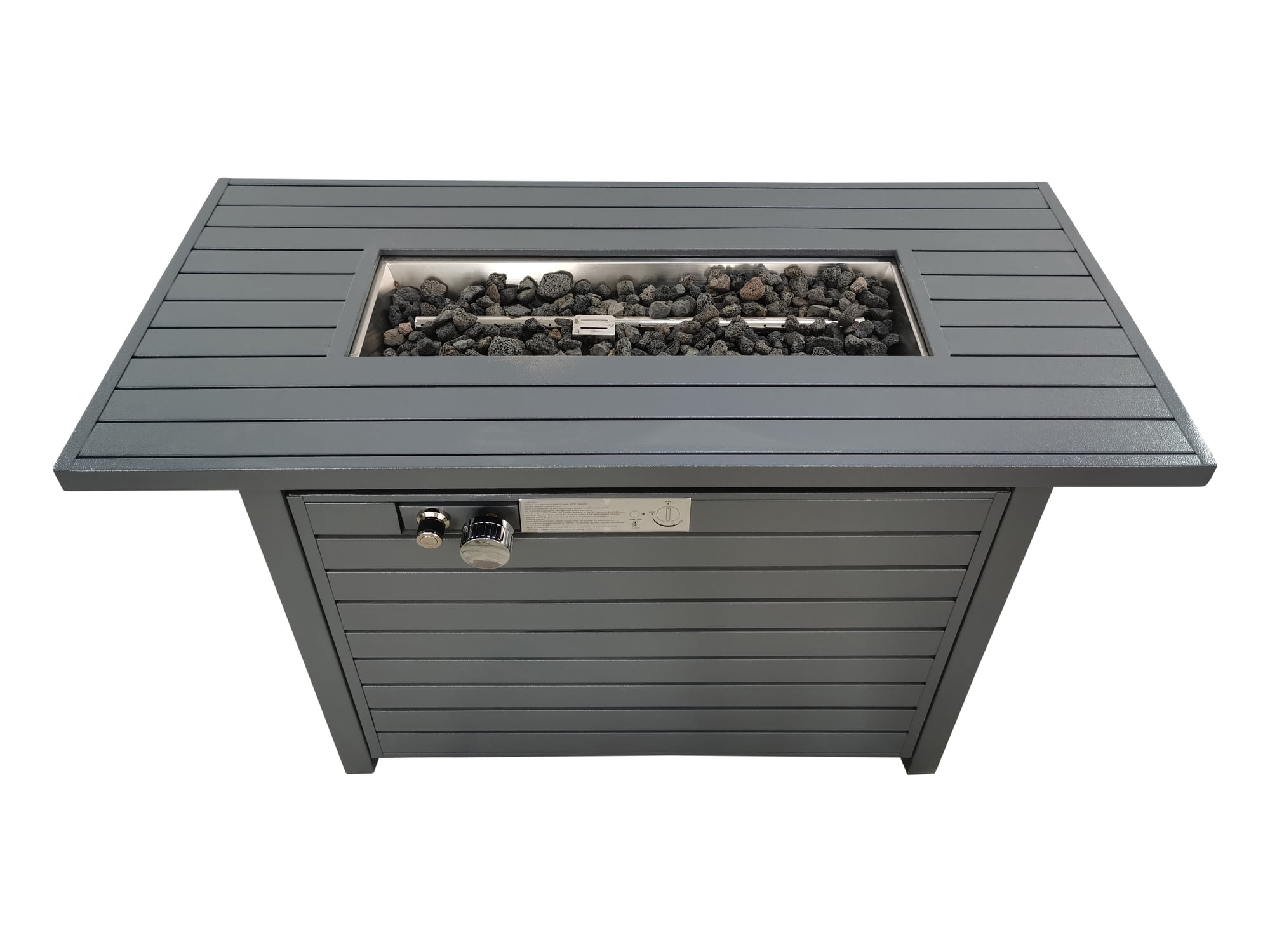 CoSoTower 25'' H X 42'' W Steel Propane Outdoor Fire Pit Table with Lid (Grey)