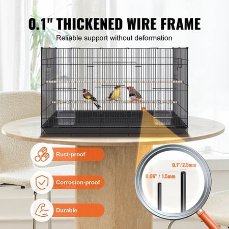 Large Bird Cage 30 Inch with Rolling Stand, Spacious Parakeet Cage for Cockatiels, Parrots, Budgies, Lovebirds, and Canaries