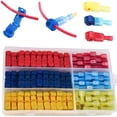 thumbnail image 1 of Kit de conectores de cable en T (120 piezas), conector rápido de terminal eléctrico, conector rápido en T, conector de terminal completamente aislado (40 piezas en azul, 40 piezas en, 1 of 6