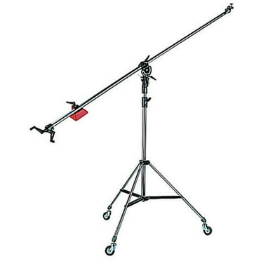 Manfrotto 025BS Super Boom Arm with Pivoting Clamp 123, Counter Weight 022, Cable Clips and Cine Stand 008 with Casters, Black Anodized