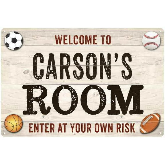 CARSON'S Room Kids Bedroom Sign Boy's Gift 8x12 Metal 108120090101