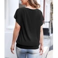 thumbnail image 6 of Uvplove Women's Summer Loose Casual Short Sleeve Chiffon Top T-Shirt Blouse,Black,M, 6 of 14