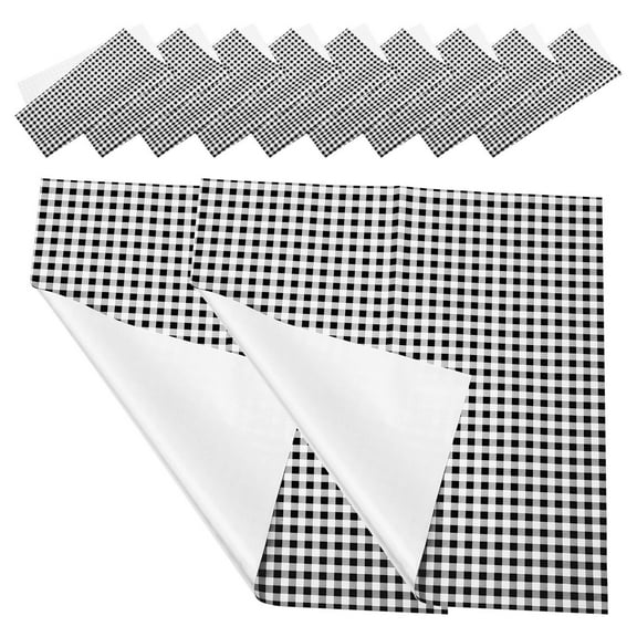 WRITWAA 20Pcs Black Plaid Wrapping Paper Classic Floral Arrangements for Weddings Birthdays Baby Showers