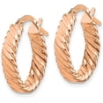 thumbnail image 2 of 14K Rose Gold 3mm Patterned Oval Hoop Earrings - 17.75mm, 2 of 6