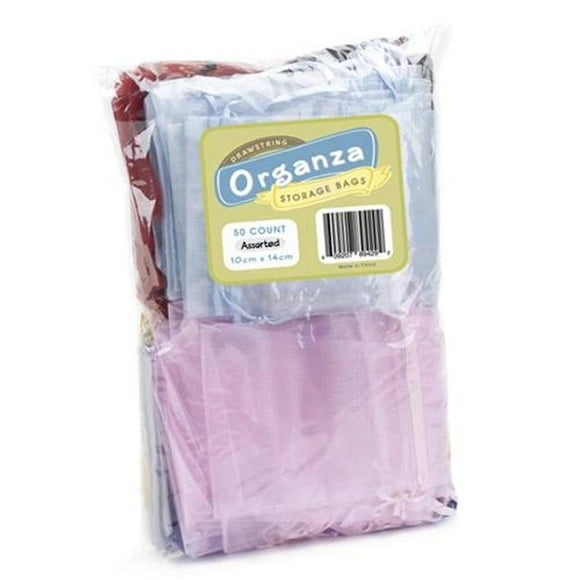 Lot of 50 Drawstring Organza Storage Bags - Mixed Colors