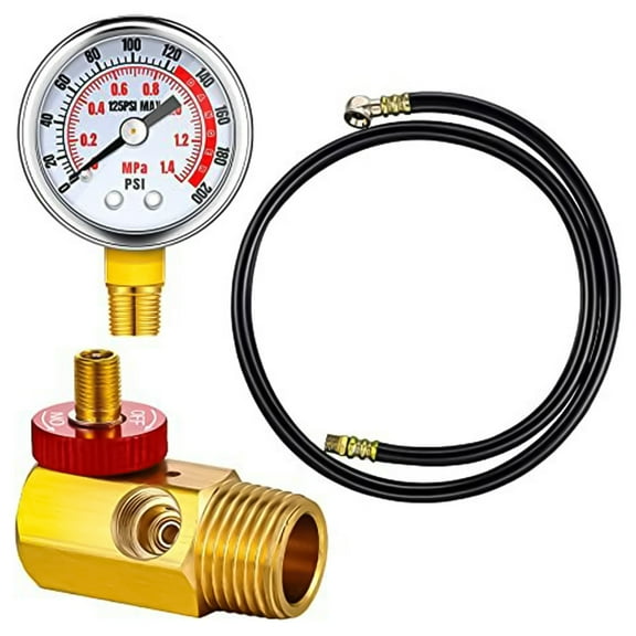 Portable Air Tank Repair Kit with Relief Valve, 0-200 PSI Gauge and Hose
