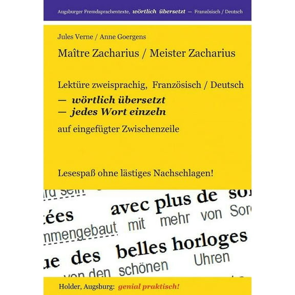 Maître Zacharius / Meister Zacharius: Lektüre zweisprachig, Französisch / Deutsch, WÖRTLICH ÜBERSETZT -- jedes Wort einz, (Paperback)