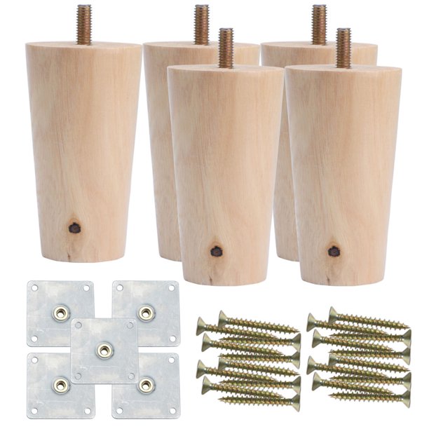 Unique Bargains 3" Round Solid Wood Furniture Leg Table Foot Adjuster