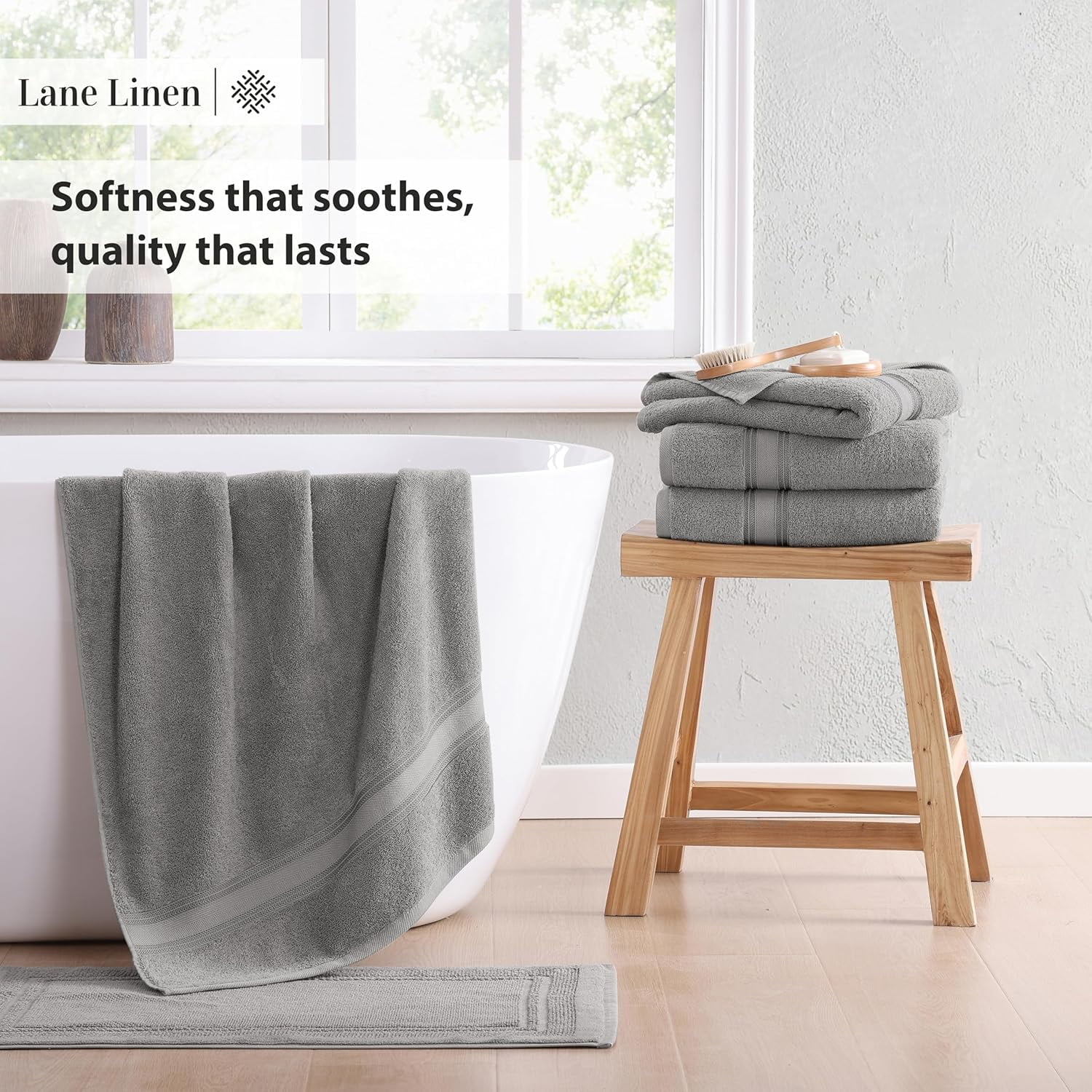 100% Cotton Bath Sheets Set of 4 (35"x66") - Zero Twist Cotton Extra Large Bath Towels Sets - Quick Dry, Soft & Absorbent Oversized Grey Towels Set - Pre Shrunk, Fade Resistant - Space Grey