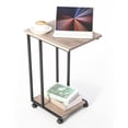 thumbnail image 3 of JJS Side End C Table for Sofa, Living Room Couch Table Snack Table That Slide Under for Small Spaces, Smoky Grey, 3 of 7