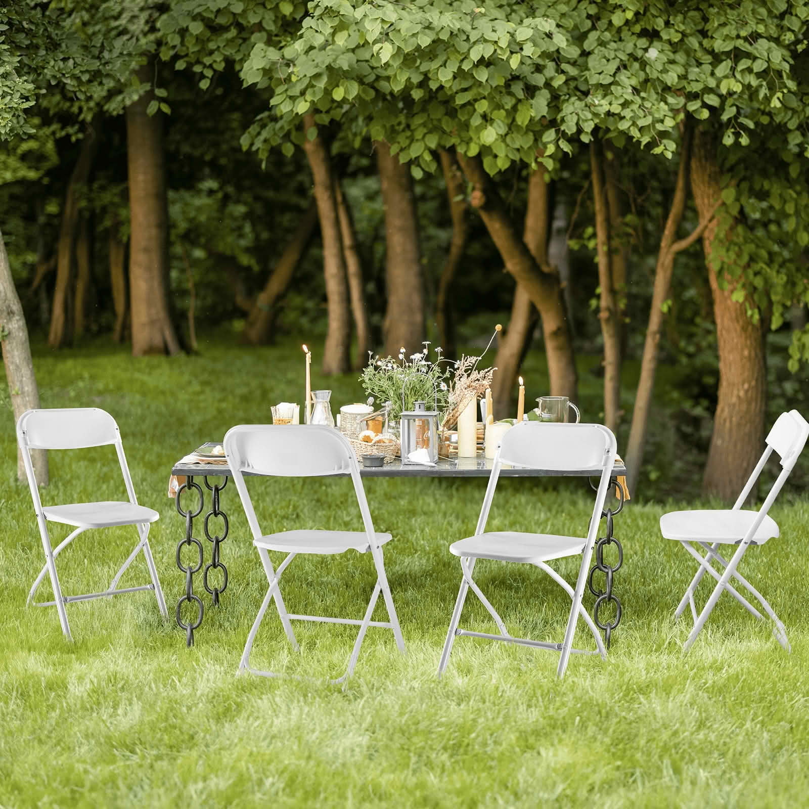 MAYEERTY 4 Piece Folding Chair Indoor Outdoor Portable Stackable