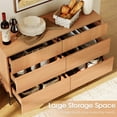 thumbnail image 6 of 3 Pcs Bedroom Set, 6 Drawer Dresser And Nightstand Set with Minimalist Reeded Design, Oak Double Dresser With Hidden Handles, 6 of 8