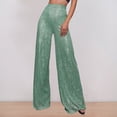thumbnail image 2 of WILLBEST Pantalones Casuales elegantes para Mujer, de Moda, con Lentejuelas, Cintura Alta, Pierna Ancha, Acampanados, con Lentejuelas Brillantes, Ropa de Discoteca para Mujer. Grande, 2 of 6