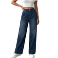 thumbnail image 3 of Sentmoon Jeans pour Femmes Taille Mi-Haute Coupe Ajustée Jeans à Jambe Grand Mode Décontractée Tendance Style Moderne Confortable Pantalon en Denim Classique Élégant Tenue de Tous les Jours pour la Mode de Rue, 3 of 7