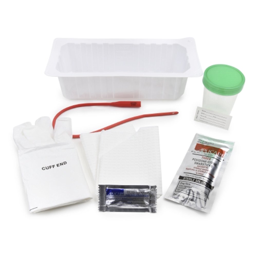 McKesson Intermittent Catheter Tray Urethral 14 Fr. Red Rubber Case of