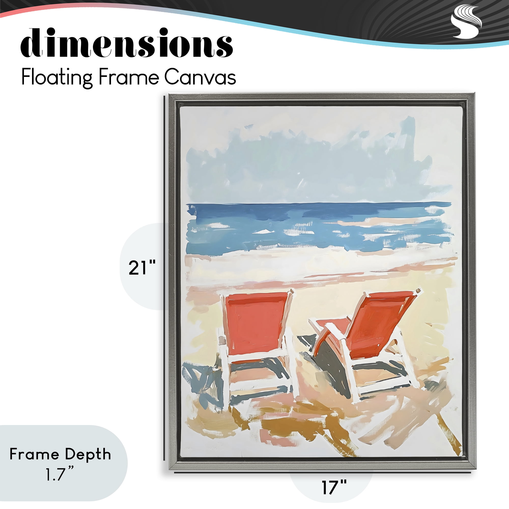 Stupell Industries Two Sunlit Beach Chairs Gray Framed Floater Canvas Wall Art, design by The Prints Vibe