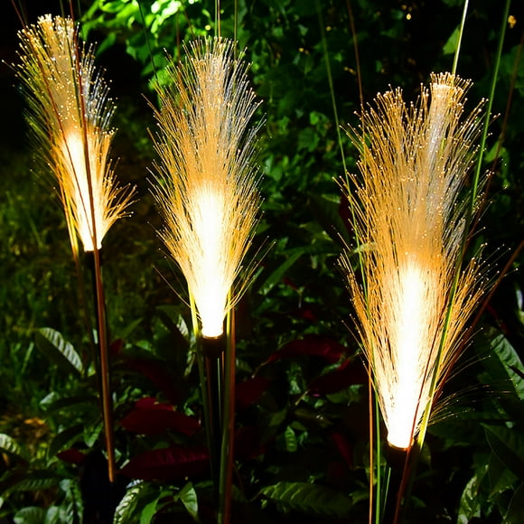 Sunjoy Tech 2Pcs Solar Reed Lights Waterproof Realistic Looking No Wiring Required Automatic Charging Soft Lighting Outdoor Garden Lights Solar-Powered Reed Lamps Garden Supplies