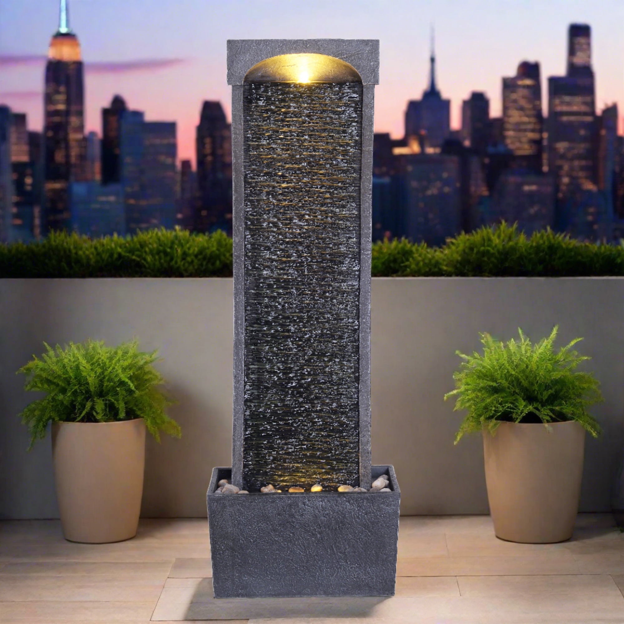 Teamson Home 38.58" Curved Waterfall Fountain with LED