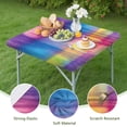 thumbnail image 4 of Colorful Watercolor Stripe Pattern Square Fitted Tablecloth with Elastic Edge,Square Table Cover,Washable Elastic Table Cover for Home Kitchen Party Decor 34"x34", 4 of 6